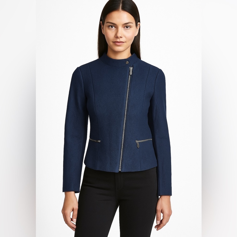 Talbots Navy Blue Blazer with Zipper Detail